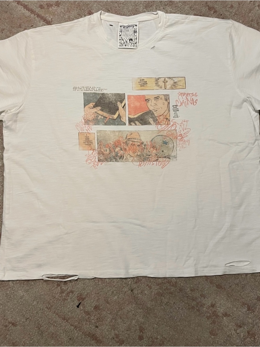 commonrags White Graphic Crewneck T-Shirt